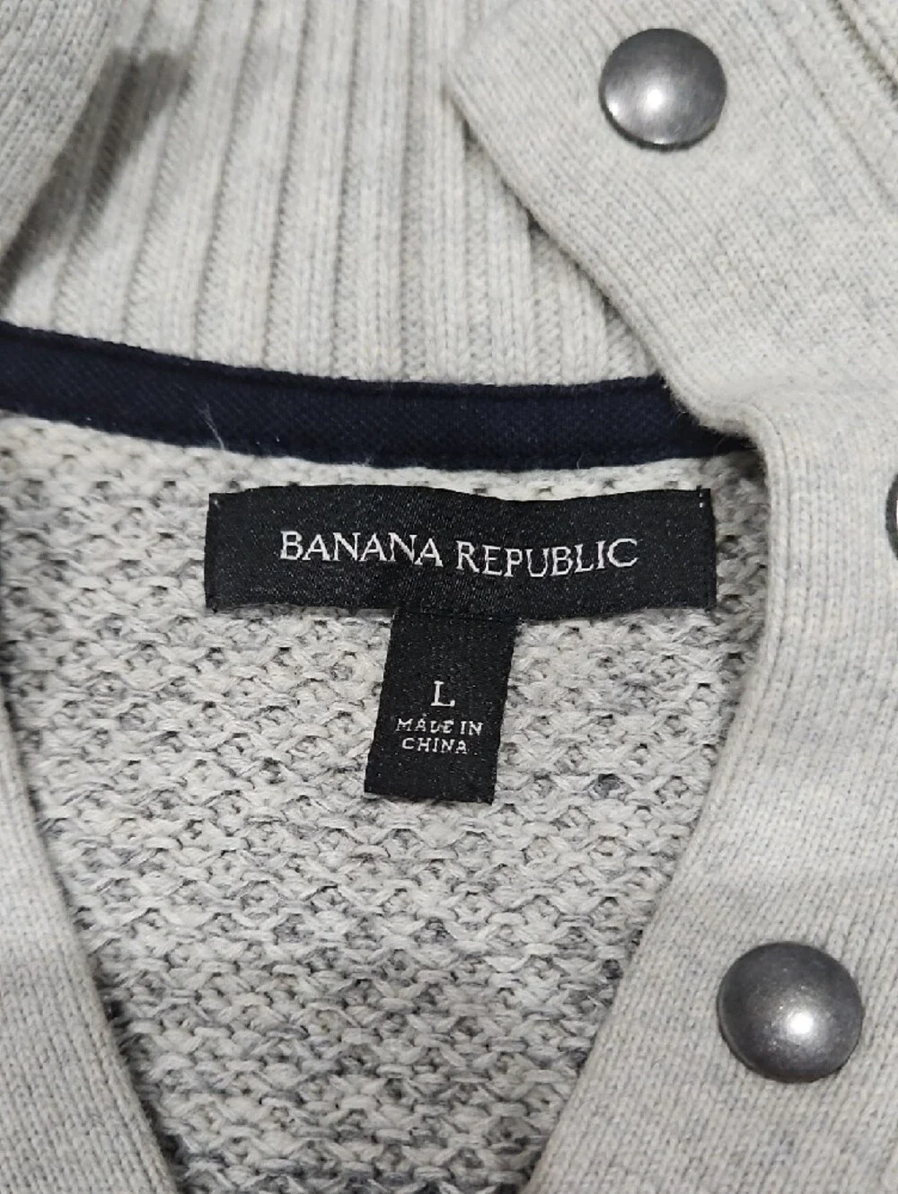 Banana Republic Gray Ombre Snap-Front Knit Sweater